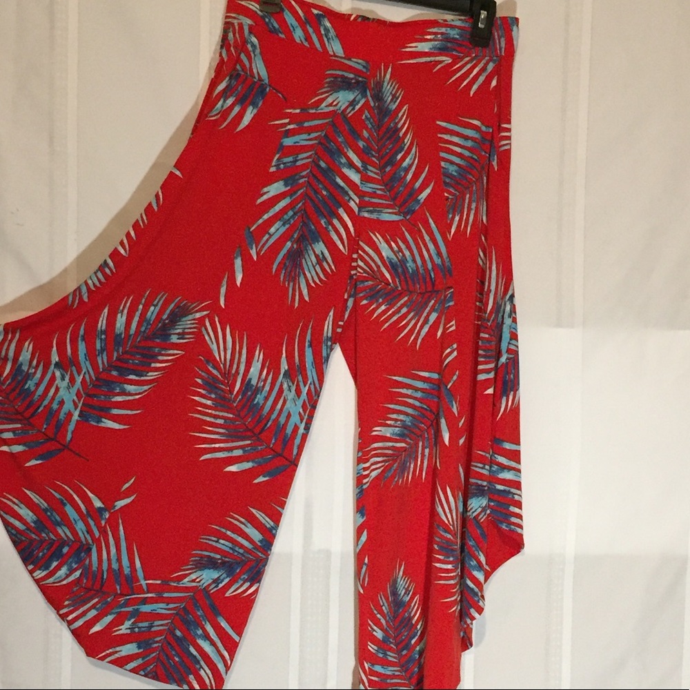 Pants are Red with leaves fun pants with pockets